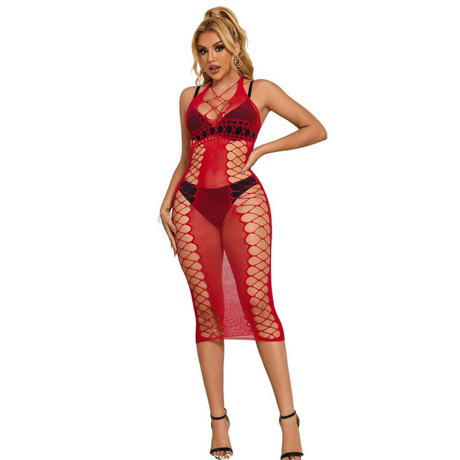 SUBBLIME - 952327 ROBE LONGUE RÉSEILLE ROUGE TAILLE UNIQUE by SUBBLIME DRESSES