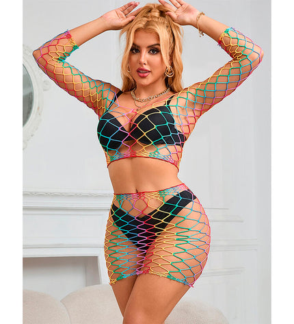 SUBBLIME - 952440 ENSEMBLE 2 PIÈCES RÉSEILLE MANCHES LONGUES ARC-EN-CIEL TAILLE UNIQUE by SUBBLIME SETS