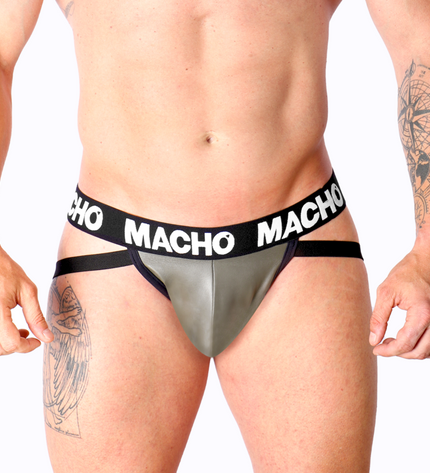 MACHO - MX27GR JOCK CUIR GRIS BEIGE S by MACHO UNDERWEAR
