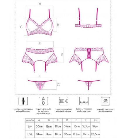 LIVCO CORSETTI FASHION - NAHIR LC 20214 SOUTIEN-GORGE + CULOTTE + PORTE-JARRETELLES S/M by LIVCO CORSETTI SETS