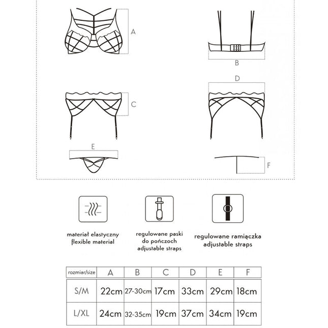 LIVCO CORSETTI FASHION - SOLEDAD LC 20217 SOUTIEN-GORGE + CULOTTE + JARRETIÈRE S/M by LIVCO CORSETTI SETS
