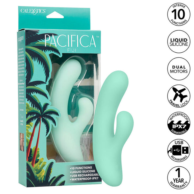CALEXOTICS - PACIFICA FIJI VIBRATEUR & ESTIMULATEUR POINT G 10 VIBRATIONS AQUA by CALEXOTICS