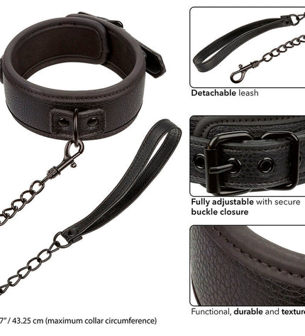 CALEXOTICS - NOCTURNAL COLLIER ET LAISSE EN CUIR RÉGLABLE NOIR by CALEXOTICS