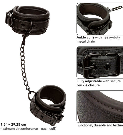 CALEXOTICS - NOCTURNAL CHEVILLES RÉGLABLES EN CUIR NOIR by CALEXOTICS