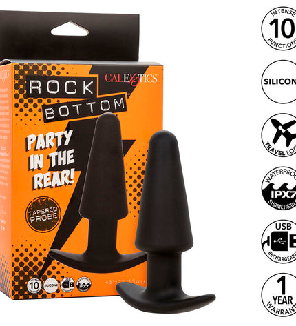 CALEXOTICS - ROCK BOTTOM TAPERED ANAL PLUG 10 VIBRATIONS SILICONE NOIR by CALEXOTICS