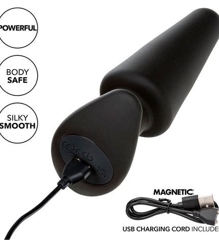 CALEXOTICS - ROCK BOTTOM TAPERED ANAL PLUG 10 VIBRATIONS SILICONE NOIR by CALEXOTICS