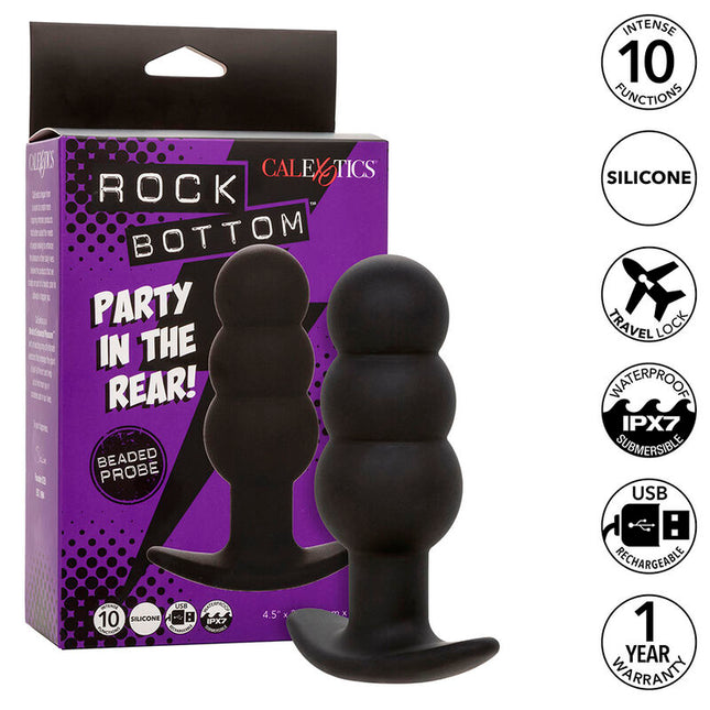 CALEXOTICS - ROCK BOTTOM PLUG ANAL PERLÉ 10 VIBRATIONS SILICONE NOIR by CALEXOTICS