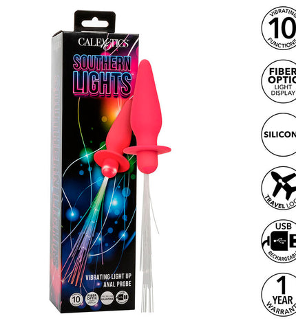 CALEXOTICS - SOUTHERN LIGHTS LIGHT UP PLUG ANAL 10 VIBRATIONS SILICONE ROSE by CALEXOTICS