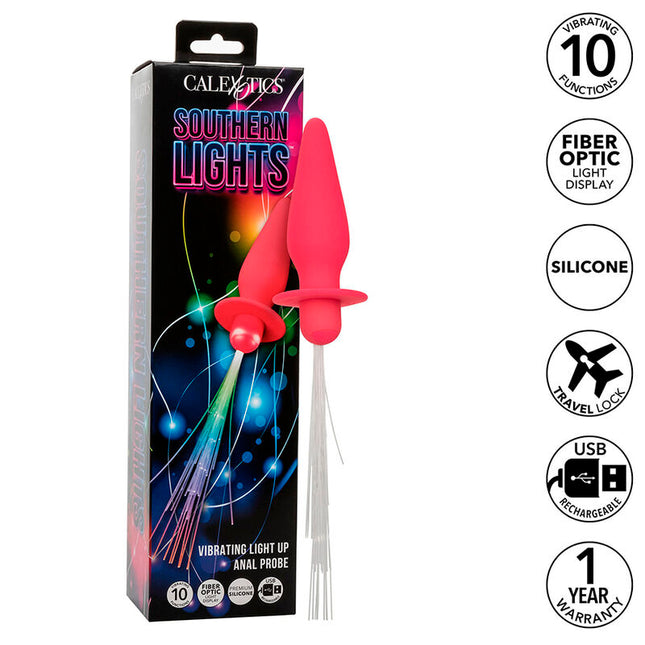 CALEXOTICS - SOUTHERN LIGHTS LIGHT UP PLUG ANAL 10 VIBRATIONS SILICONE ROSE by CALEXOTICS
