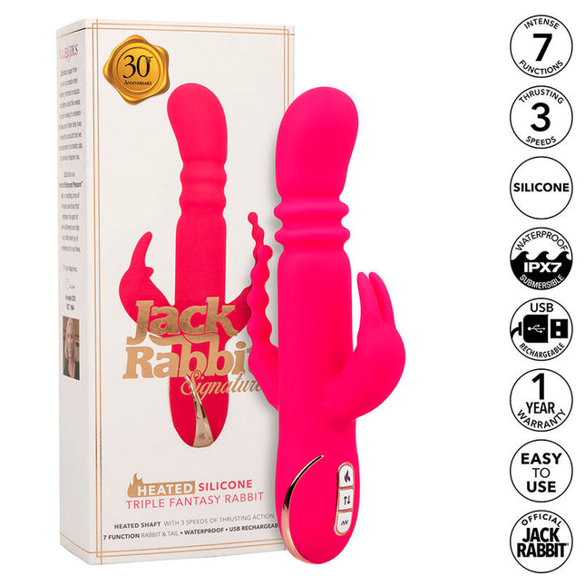 CALEXOTICS - JACK FANTASY TRIPLE VIBRATEUR CHAUFFANT LAPIN ROSE by CALEXOTICS