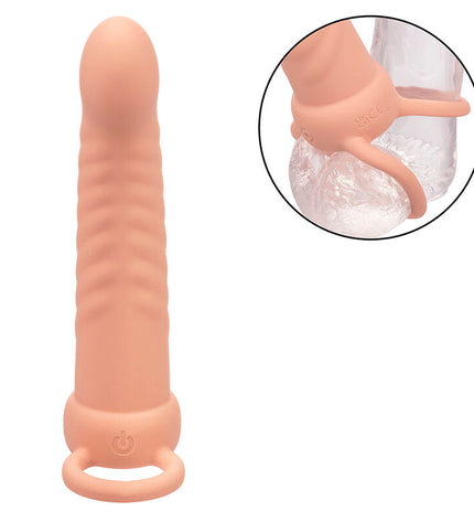CALEXOTICS - MAXX DOUBLE PÉNÉTRATEUR NERVURÉ 10 VIBRATIONS FLESH by CALEXOTICS