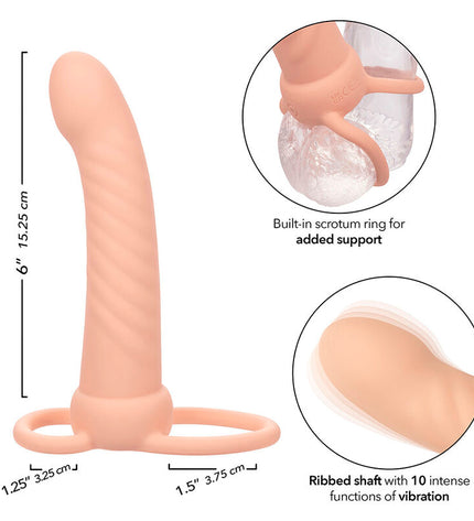CALEXOTICS - MAXX DOUBLE PÉNÉTRATEUR NERVURÉ 10 VIBRATIONS FLESH by CALEXOTICS