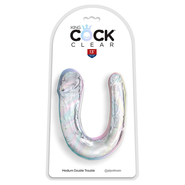 KING COCK - DOUBLE TROUBLE DOUBLE GODE 33 CM TRANSPARENT by KING COCK