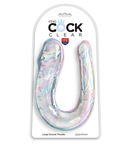 KING COCK - DOUBLE TROUBLE DOUBLE GODE 44 CM TRANSPARENT by KING COCK