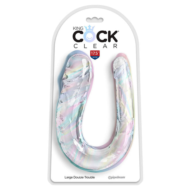 KING COCK - DOUBLE TROUBLE DOUBLE GODE 44 CM TRANSPARENT by KING COCK