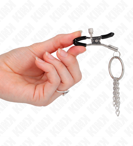 KINK - PINCE A METON O RING ET PETITE CHAINE ARGENT 6 CM by KINK NIPPLE GRIP
