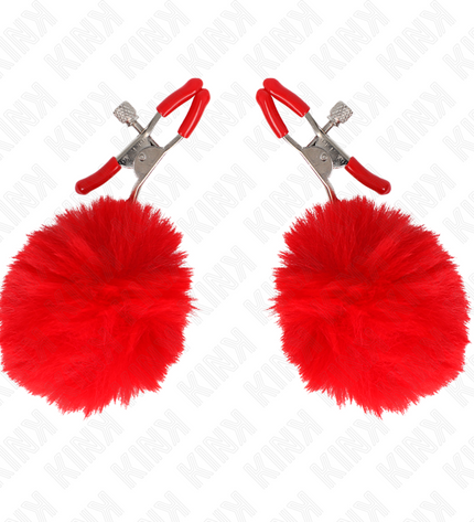 KINK - PINCE A METON BOULE FAUSSE FOURRURE ROUGE 6 CM by KINK NIPPLE GRIP