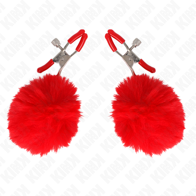 KINK - PINCE A METON BOULE FAUSSE FOURRURE ROUGE 6 CM by KINK NIPPLE GRIP