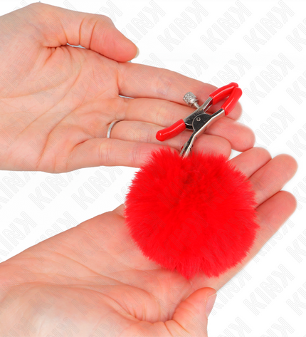 KINK - PINCE A METON BOULE FAUSSE FOURRURE ROUGE 6 CM by KINK NIPPLE GRIP