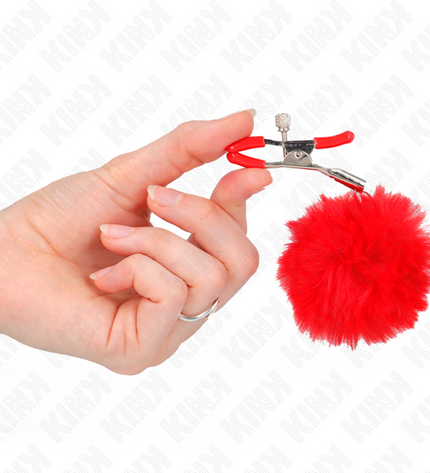 KINK - PINCE A METON BOULE FAUSSE FOURRURE ROUGE 6 CM by KINK NIPPLE GRIP