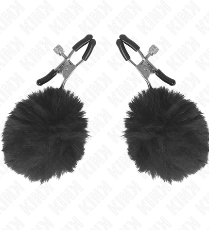 KINK - PINCE A METON BOULE EN FAUSSE FOURRURE NOIR 6 CM by KINK NIPPLE GRIP