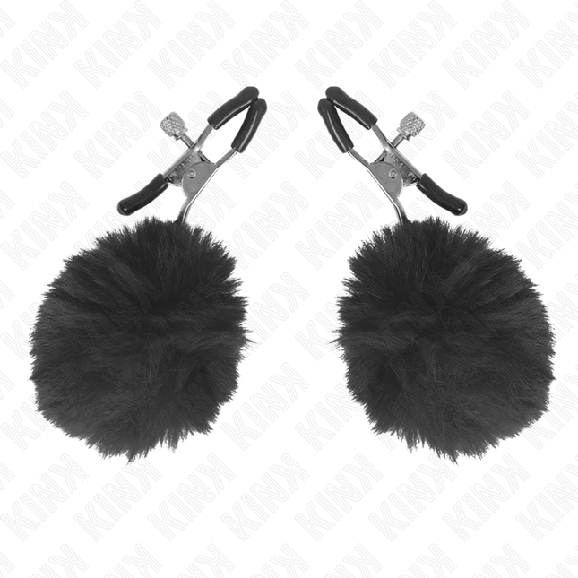 KINK - PINCE A METON BOULE EN FAUSSE FOURRURE NOIR 6 CM by KINK NIPPLE GRIP