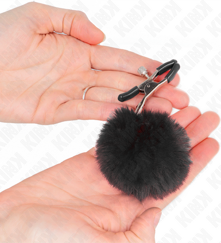 KINK - PINCE A METON BOULE EN FAUSSE FOURRURE NOIR 6 CM by KINK NIPPLE GRIP