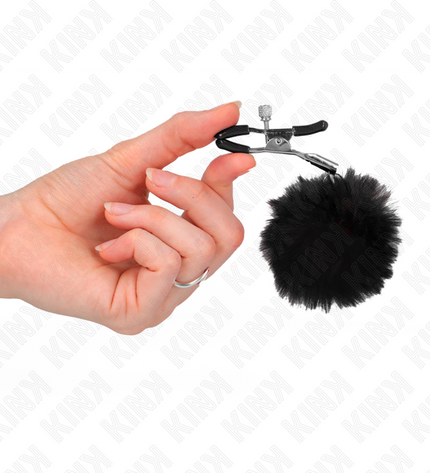 KINK - PINCE A METON BOULE EN FAUSSE FOURRURE NOIR 6 CM by KINK NIPPLE GRIP