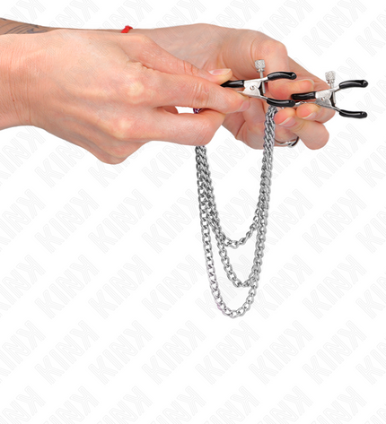 KINK - PINCES À METELIER AVEC 3 CHAÎNES ARGENT 20/23/28 CM by KINK NIPPLE GRIP