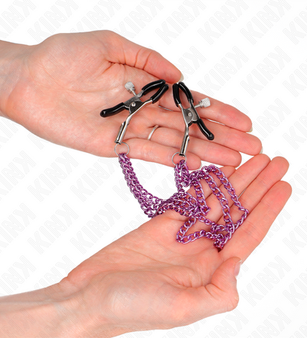 KINK - PINCES À METELIER AVEC 3 CHAÎNES VIOLET 20/23/28 CM by KINK NIPPLE GRIP