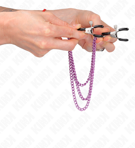KINK - PINCES À METELIER AVEC 3 CHAÎNES VIOLET 20/23/28 CM by KINK NIPPLE GRIP