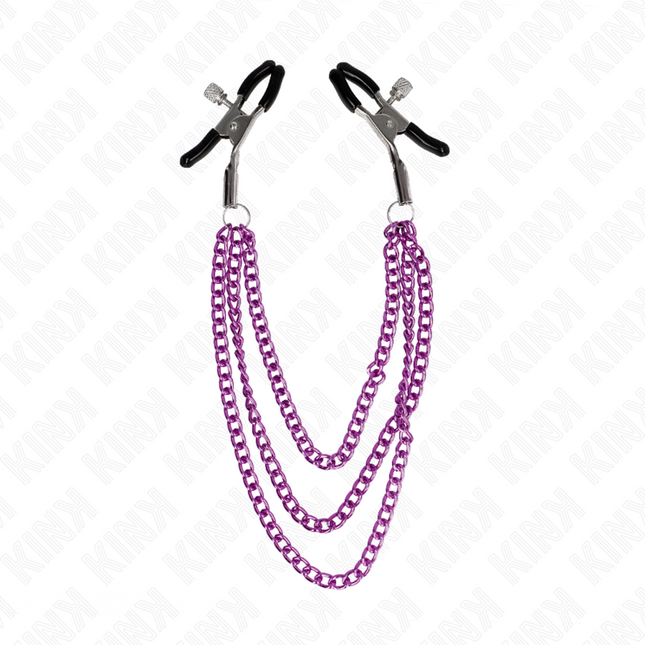 KINK - PINCES À METELIER AVEC 3 CHAÎNES VIOLET 20/23/28 CM by KINK NIPPLE GRIP