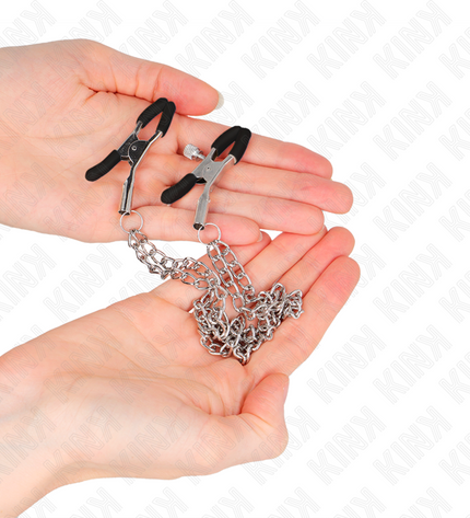 KINK - PINCES À TETEAUX AVEC 2 CHAÎNES ÉPAISSES ARGENT 20/23 CM by KINK NIPPLE GRIP