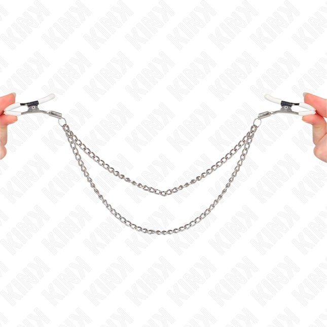 KINK - PINCES À METELIER AVEC 2 CHAÎNES FINES ARGENT 20/23 CM by KINK NIPPLE GRIP