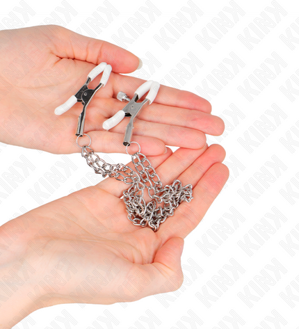 KINK - PINCES À METELIER AVEC 2 CHAÎNES FINES ARGENT 20/23 CM by KINK NIPPLE GRIP