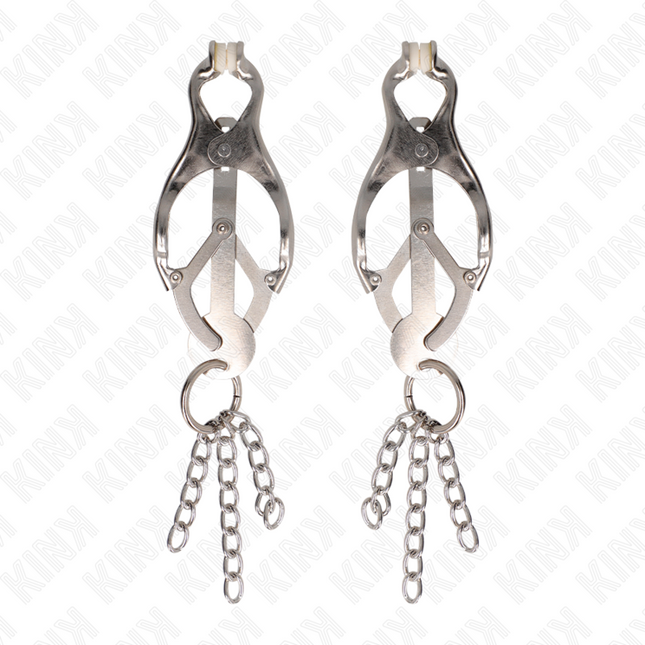 KINK - PINCES À METELLES TRÈFLE JAPONAIS AVEC PETITES CHAÎNES ARGENT by KINK NIPPLE GRIP