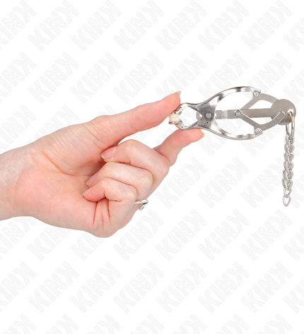 KINK - PINCES À METELLES TRÈFLE JAPONAIS AVEC PETITES CHAÎNES ARGENT by KINK NIPPLE GRIP