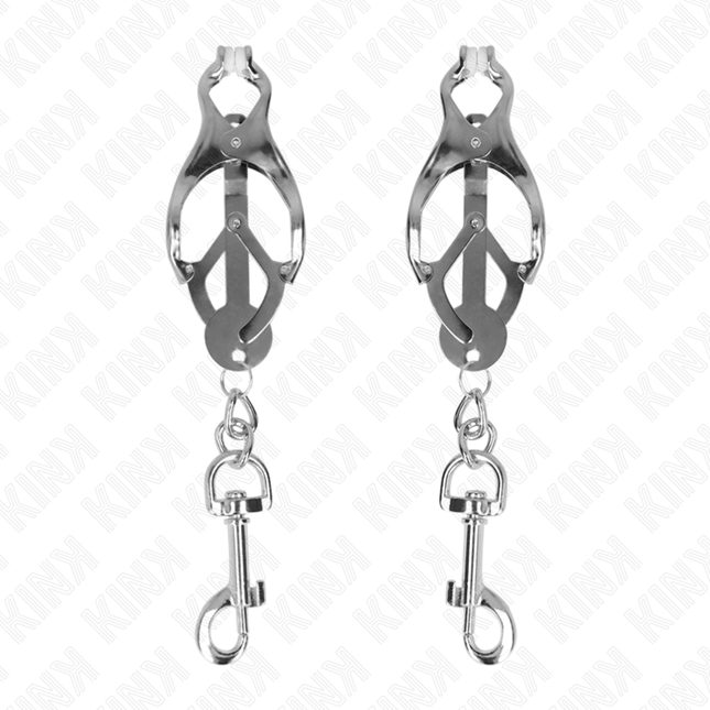 KINK - PINCES À METELLES TRÈFLE JAPONAIS AVEC CROCHETS ARGENT by KINK NIPPLE GRIP
