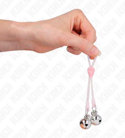 KINK - PINCES À TÉLÉPIN LUMINEUSES CRÂNE AVEC ANNEAU CLOCHES RÉGLABLES ROSE / ARGENT by KINK NIPPLE GRIP