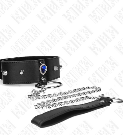 KINK - COLLIER 65 CM AVEC BRACELET AVEC DIAMANTS BLEU AJUSTABLE 36-43 CM X 5 CM by KINK COLLAR & GAG