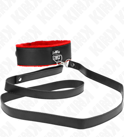 KINK - COLLIER AVEC CEINTURE 116 CM AVEC BRACELET EN CUIR ROUGE AJUSTABLE 40-48 CM X 6 CM by KINK COLLAR & GAG