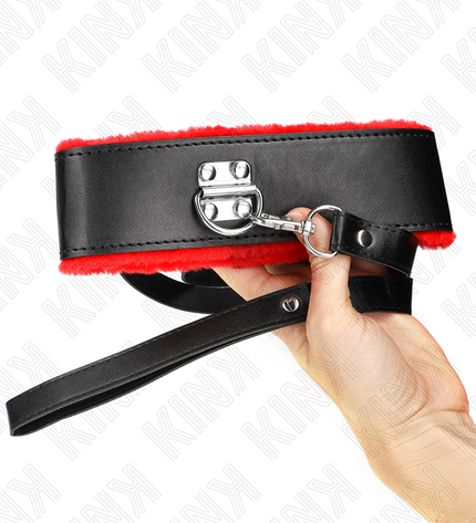 KINK - COLLIER AVEC CEINTURE 116 CM AVEC BRACELET EN CUIR ROUGE AJUSTABLE 40-48 CM X 6 CM by KINK COLLAR & GAG