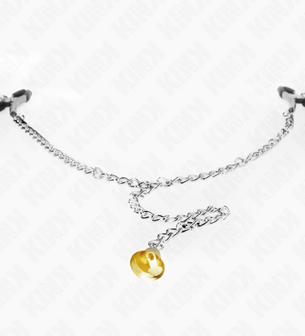 KINK - PINCES À TÉLÉTON CHAÎNE AVEC PENDENTIF CORNE 30 CM by KINK NIPPLE GRIP