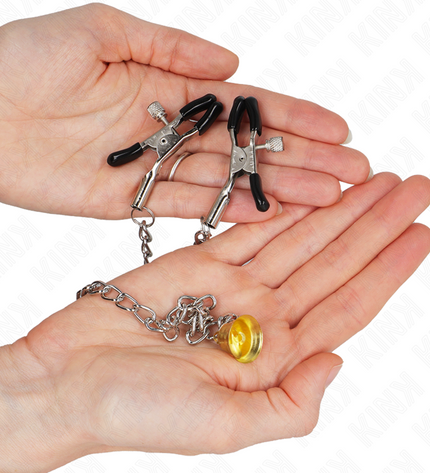 KINK - PINCES À TÉLÉTON CHAÎNE AVEC PENDENTIF CORNE 30 CM by KINK NIPPLE GRIP