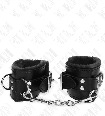 KINK - APPUI-POIGNETS DOUBLÉS DE FOURRURE NOIR AVEC CEINTURE NOIRE RÉGLABLE 17-29 CM X 6 CM by KINK WRIST RESTRAINT