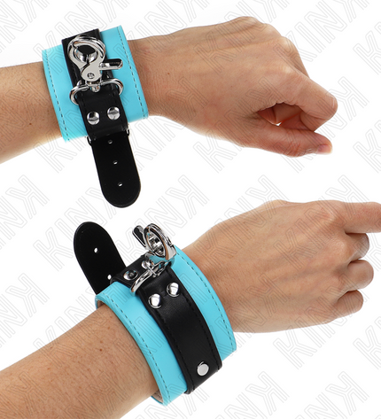 KINK - APPUI-POIGNETS VERROUILLABLES PREMIUM NOIR / BLEU RÉGLABLE 21-28 CM X 5,5 CM by KINK WRIST RESTRAINT
