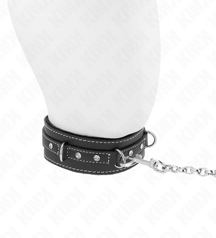 KINK - COLLIER EN CUIR PVC AVEC CEINTURE 105 CM RIVET STRASS 41,5 X 4 CM by KINK COLLAR & GAG