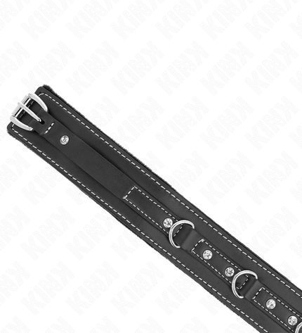 KINK - COLLIER EN CUIR PVC AVEC CEINTURE 105 CM RIVET STRASS 41,5 X 4 CM by KINK COLLAR & GAG