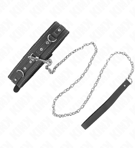 KINK - COLLIER EN CUIR PVC AVEC CEINTURE 105 CM RIVET STRASS 41,5 X 4 CM by KINK COLLAR & GAG
