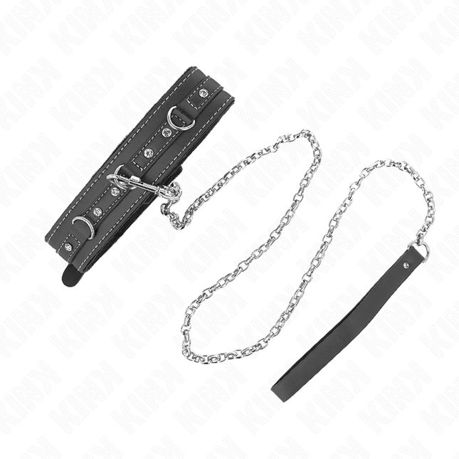 KINK - COLLIER EN CUIR PVC AVEC CEINTURE 105 CM RIVET STRASS 41,5 X 4 CM by KINK COLLAR & GAG